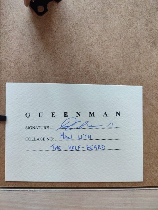 certyfikat autentyczności kolażu Queenmana - "Człowiek z pół brodą"